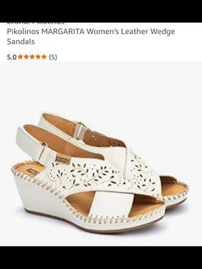 Pikolinos Margarita Women's White Leather Wedge Sandals